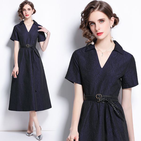 royal sister dress temperament light familiar style fashion v-neck jacquard slim blue waist narrow over knee, Black;gray
royal sister dress temperament light familiar style fashion v-neck jacquard slim blue waist narrow over knee, Black;gray