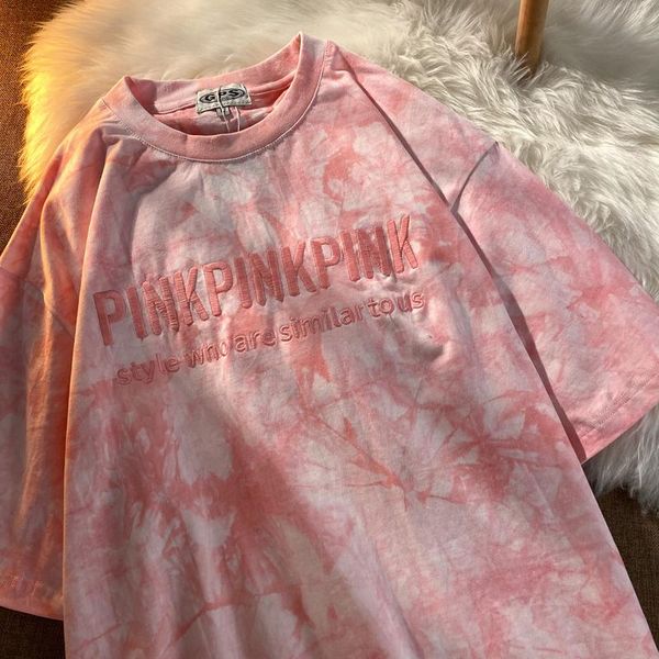 women's t-shirt 2021 summer t-shirts women short sleeve letter embroidered tie dye design tees female fashion oversized shirt, White
women's t-shirt 2021 summer t-shirts women short sleeve letter embroidered tie dye design tees female fashion oversized shirt, White