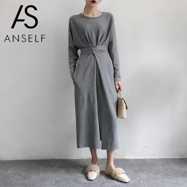 casual dresses fashion solid color knitted dress women sashes o neck long sleeve split hem high waist elegant winter midi, Black;gray
casual dresses fashion solid color knitted dress women sashes o neck long sleeve split hem high waist elegant winter midi, Black;gray