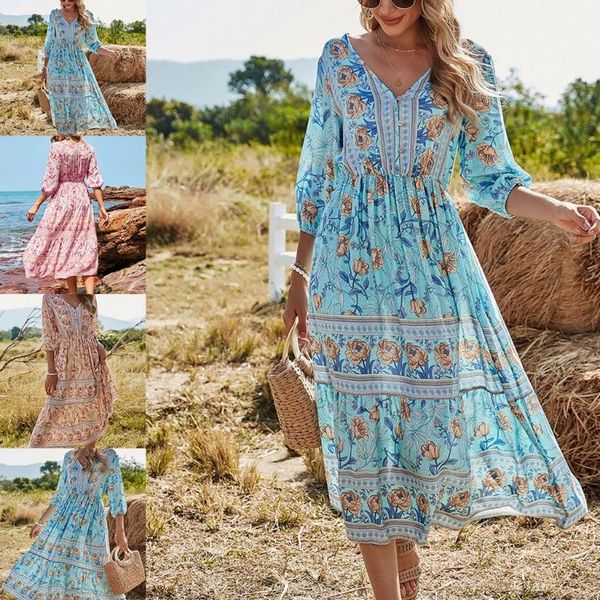 casual dresses women summer 3/4 puff sleeve midi long a-line flowy dress bohemian floral print v-neck button up pleated high waist beach, Black;gray
casual dresses women summer 3/4 puff sleeve midi long a-line flowy dress bohemian floral print v-neck button up pleated high waist beach, Black;gray