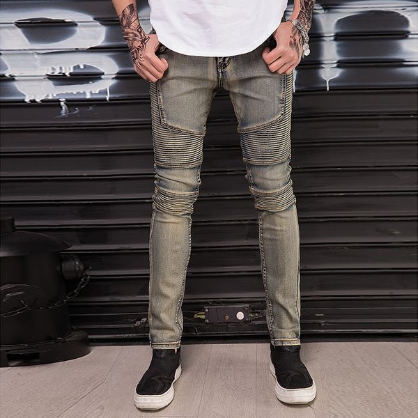 jean fashion jeans biker trendy brand motorcycle pants 11, Blue 
jean fashion jeans biker trendy brand motorcycle pants 11, Blue