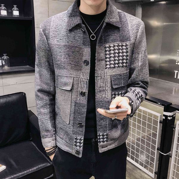 z019 men's winter wool blends coats plaid short slim fit jacket casual men overcoat fashion windbreaker mens trench coat jacket 210527, Black
z019 men's winter wool blends coats plaid short slim fit jacket casual men overcoat fashion windbreaker mens trench coat jacket 210527, Black