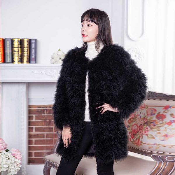 women faux fur color autumn winter new ostrich women's long sleeve solid color short fashion streetwear fur coat 211207, Black
women faux fur color autumn winter new ostrich women's long sleeve solid color short fashion streetwear fur coat 211207, Black