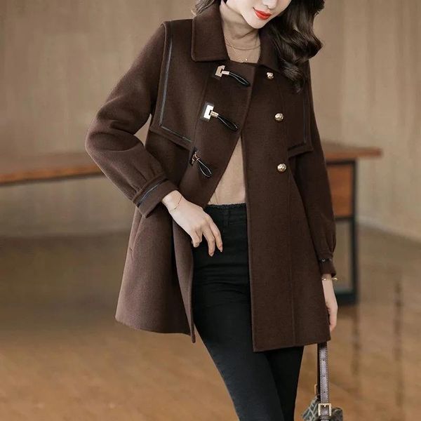 women's wool & blends winter short woolen coat women loose navy collar jacket ladies 3 colors casual, Black
women's wool & blends winter short woolen coat women loose navy collar jacket ladies 3 colors casual, Black