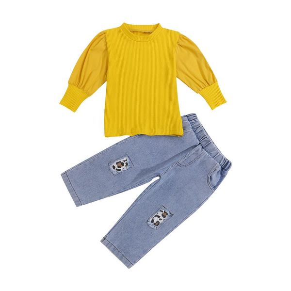 clothing sets toddler girls 2pcs fall outfits, long puff sleeve rib knit + patchwork denim pants set suit children's, White
clothing sets toddler girls 2pcs fall outfits, long puff sleeve rib knit + patchwork denim pants set suit children's, White