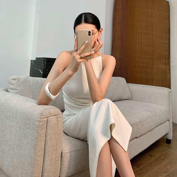 casual dresses solid sleeveless sling dress 2021 summer korean fashion temperament retro slimming one-shoulder split bodycon trend, Black;gray
casual dresses solid sleeveless sling dress 2021 summer korean fashion temperament retro slimming one-shoulder split bodycon trend, Black;gray