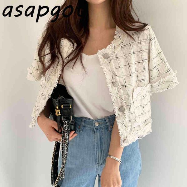 coats & jackets casual o neck short sleeve plaid jacket women wild summer thin chic single breasted cardigan temperament 210429, Black;brown
coats & jackets casual o neck short sleeve plaid jacket women wild summer thin chic single breasted cardigan temperament 210429, Black;brown