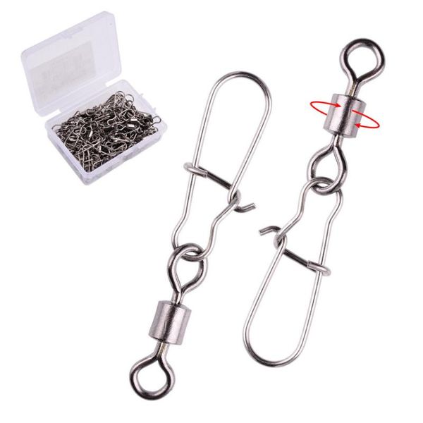 50pcs fishing connector swivels interlock pin snap 14#-2/0# rolling swivel for fishhook lure accessories hooks
50pcs fishing connector swivels interlock pin snap 14#-2/0# rolling swivel for fishhook lure accessories hooks