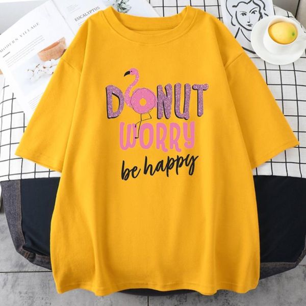 women's t-shirt donut worry be happy prints womans t-shirts street vintage tshirts creativity oversized tshirt summer breathable female, White
women's t-shirt donut worry be happy prints womans t-shirts street vintage tshirts creativity oversized tshirt summer breathable female, White