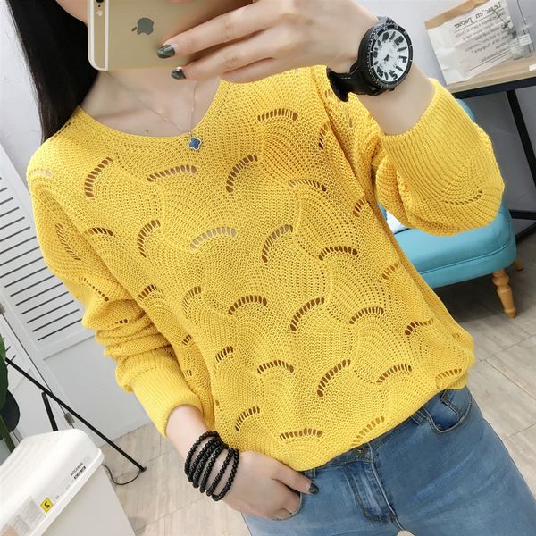 knits summer korean fashion thin hollow out knitted women pullover 5 color o-neck long sleeve female pull jumper femme sweaters, White
knits summer korean fashion thin hollow out knitted women pullover 5 color o-neck long sleeve female pull jumper femme sweaters, White