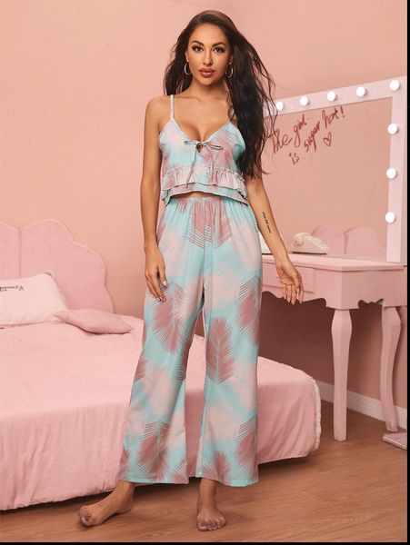 tropical print pajamas set womens sleepwears ruffle hem loungewear satin cami and panty tie front sleepwear soft home suit, Black;red
tropical print pajamas set womens sleepwears ruffle hem loungewear satin cami and panty tie front sleepwear soft home suit, Black;red