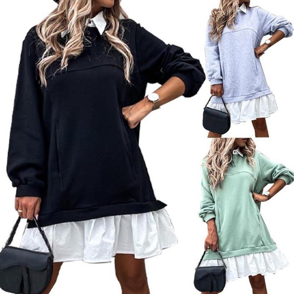 casual dresses elegant women patchwork solid color dress autumn turn-down collar button ladies long sleeve sweatshirt, Black;gray
casual dresses elegant women patchwork solid color dress autumn turn-down collar button ladies long sleeve sweatshirt, Black;gray