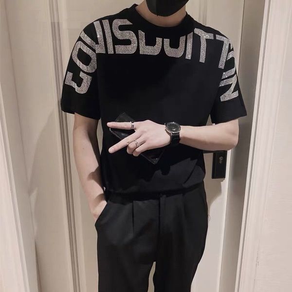 summer men tshirts letters diamond design korea handsome tee male t shirts clothing slim fit short sleeve stitched bead fashion streetwear, White;black
summer men tshirts letters diamond design korea handsome tee male t shirts clothing slim fit short sleeve stitched bead fashion streetwear, White;black