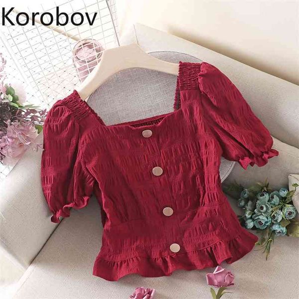 korobov korean solid vintage single breasted women blouses summer new chic short sleeve blusas mujer casual crop shirts 210430, White
korobov korean solid vintage single breasted women blouses summer new chic short sleeve blusas mujer casual crop shirts 210430, White