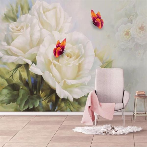 wallpapers milofi custom large-scale mural hand-painted beautiful white rose butterfly tv living room background wall paper
wallpapers milofi custom large-scale mural hand-painted beautiful white rose butterfly tv living room background wall paper
