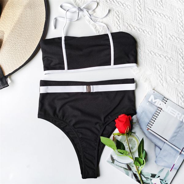 new halter splicing ribbed female swimsuit high waist bikini women swimwear two-pieces bikini set bather bathing suit swim k2845
new halter splicing ribbed female swimsuit high waist bikini women swimwear two-pieces bikini set bather bathing suit swim k2845