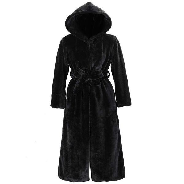 women's fur & faux coat long winter thicken white lace-up solid color slim plush hooded warm jacket overcoat, Black
women's fur & faux coat long winter thicken white lace-up solid color slim plush hooded warm jacket overcoat, Black