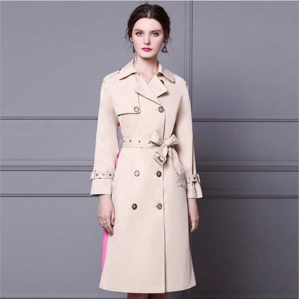 women's trench coats apricot pink color contrast notched spring autumn medium lady windbreaker double breasted slim casual unique coat, Tan;black
women's trench coats apricot pink color contrast notched spring autumn medium lady windbreaker double breasted slim casual unique coat, Tan;black