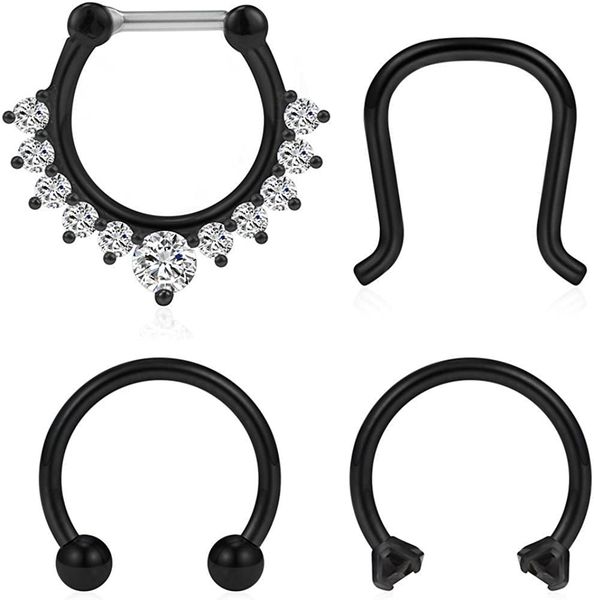 4pcs 16g surgical steel clear cz nose hoop septum ear daith tragus clicker rings retainer body piercing jewelry, Silver
4pcs 16g surgical steel clear cz nose hoop septum ear daith tragus clicker rings retainer body piercing jewelry, Silver