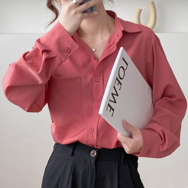 women's blouses & shirts 2021 autumn solid long sleeve chiffon blouse turn down collar office lady elegance loose pink korean chic, White
women's blouses & shirts 2021 autumn solid long sleeve chiffon blouse turn down collar office lady elegance loose pink korean chic, White
