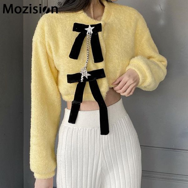 mozision 2021 spring sweet women loose long sleeve patchwork bow beading diamond knitted cardigan sweater women's sweaters, White;black
mozision 2021 spring sweet women loose long sleeve patchwork bow beading diamond knitted cardigan sweater women's sweaters, White;black