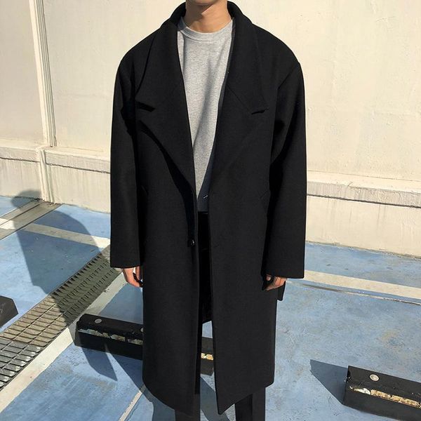 men's wool & blends 2021 autumn winter woolen coat mid length korean fashion mens loose single button tweed clothes, Black
men's wool & blends 2021 autumn winter woolen coat mid length korean fashion mens loose single button tweed clothes, Black