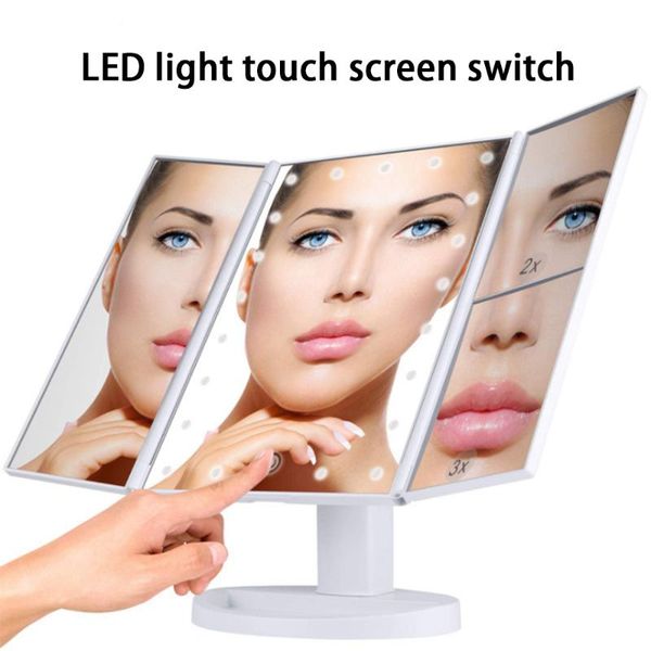 compact mirrors 22 led light makeup mirror 2/3x magnifying cosmetic 3 folding vanity 180 rotatiation touch dimmer table espejo
compact mirrors 22 led light makeup mirror 2/3x magnifying cosmetic 3 folding vanity 180 rotatiation touch dimmer table espejo