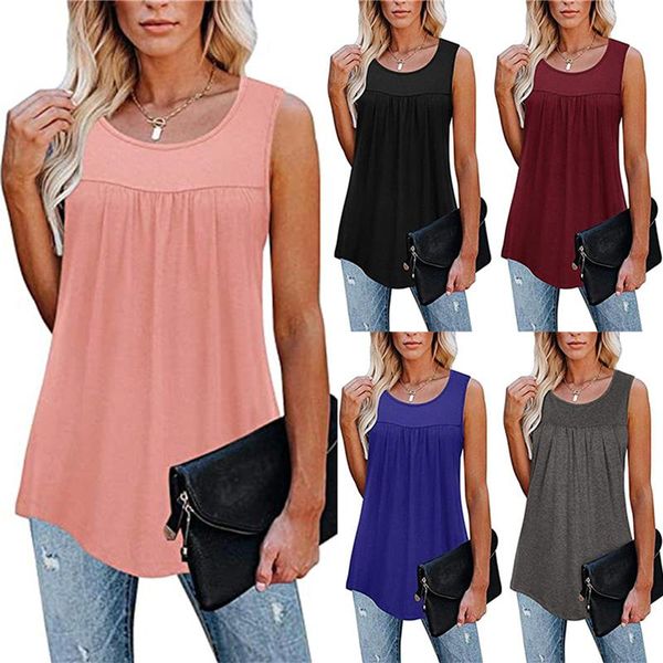 women's blouses & shirts pleated shirt tunic sleeveless color round collar blouse female harajuku tee for women clothing camisetas muje, White
women's blouses & shirts pleated shirt tunic sleeveless color round collar blouse female harajuku tee for women clothing camisetas muje, White