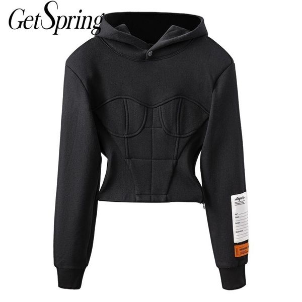 getspring women hoodies sweatshirt patchwork black hooded hoodie vintage casual short fashion 211220
getspring women hoodies sweatshirt patchwork black hooded hoodie vintage casual short fashion 211220