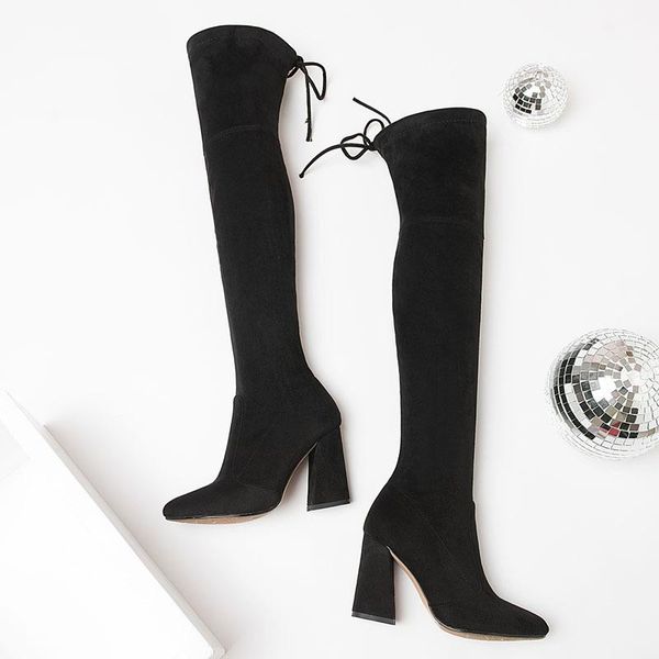 boots 2021 flock leather women over the knee lace up high heels autumn woman shoes winter size 34-43, Black
boots 2021 flock leather women over the knee lace up high heels autumn woman shoes winter size 34-43, Black