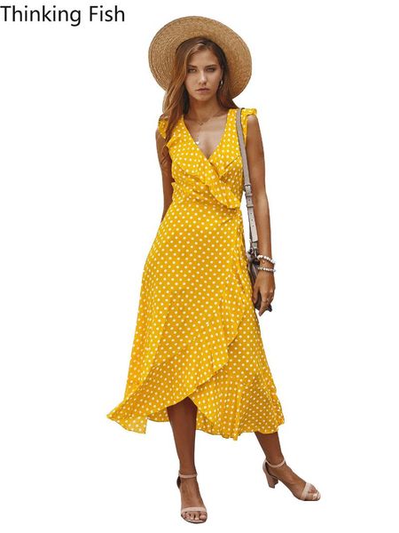 women midi dress polka-dot ruffle slit casual long summer tank sundress bow lace-up 2021 fashion black yellow clothing vacation dresses, Black;gray
women midi dress polka-dot ruffle slit casual long summer tank sundress bow lace-up 2021 fashion black yellow clothing vacation dresses, Black;gray