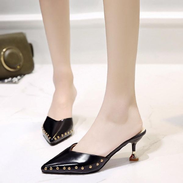 slippers 2021 women's fashion pointed stilettos rivet decoration elegant spring wild skirt single shoes zapatos mujer u30-29, Black
slippers 2021 women's fashion pointed stilettos rivet decoration elegant spring wild skirt single shoes zapatos mujer u30-29, Black