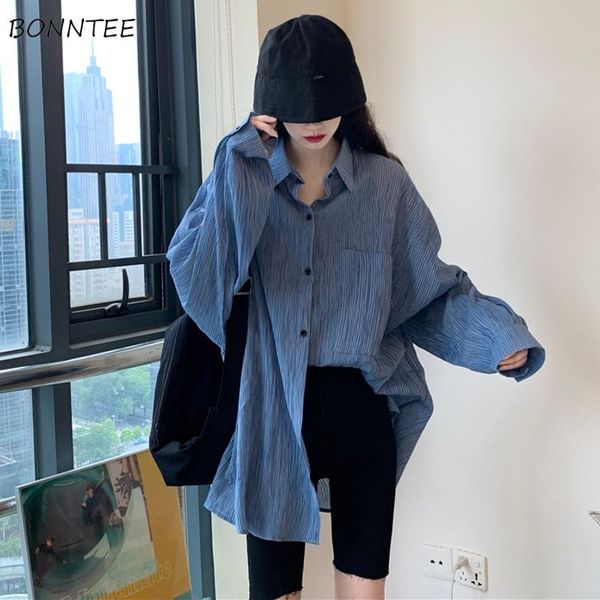 women's blouses & shirts women summer solid loose casual retro streetwear sunproof elegant womens long sleeve korean all-match feminina, White
women's blouses & shirts women summer solid loose casual retro streetwear sunproof elegant womens long sleeve korean all-match feminina, White