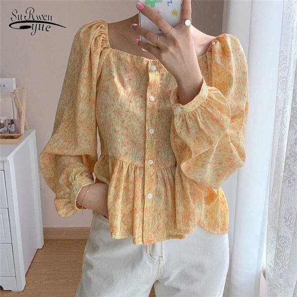 print ruffles office lady streetwear women shirts vintage florals loose blouse korean slim square collar est blusa 10112 210508, White
print ruffles office lady streetwear women shirts vintage florals loose blouse korean slim square collar est blusa 10112 210508, White