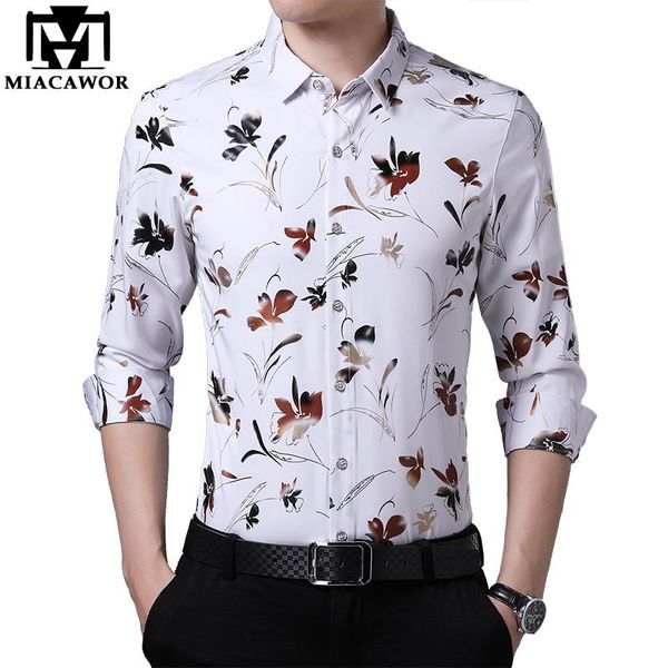men's casual shirts miacawor brand men shirt slim fit long sleeve male flower print dress chemise homme clothes c650, White;black
men's casual shirts miacawor brand men shirt slim fit long sleeve male flower print dress chemise homme clothes c650, White;black