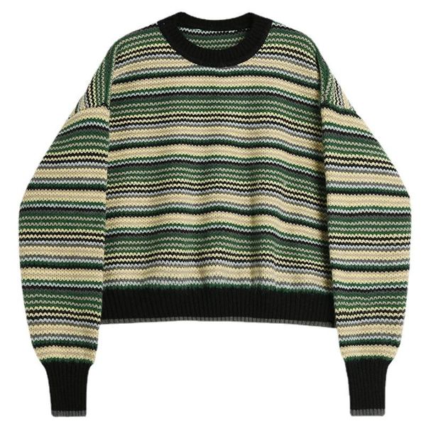 women's sweaters green striped big size knitting pullovers sweater round neck long sleeve fashion autumn winter 2021 jumpers, White;black
women's sweaters green striped big size knitting pullovers sweater round neck long sleeve fashion autumn winter 2021 jumpers, White;black