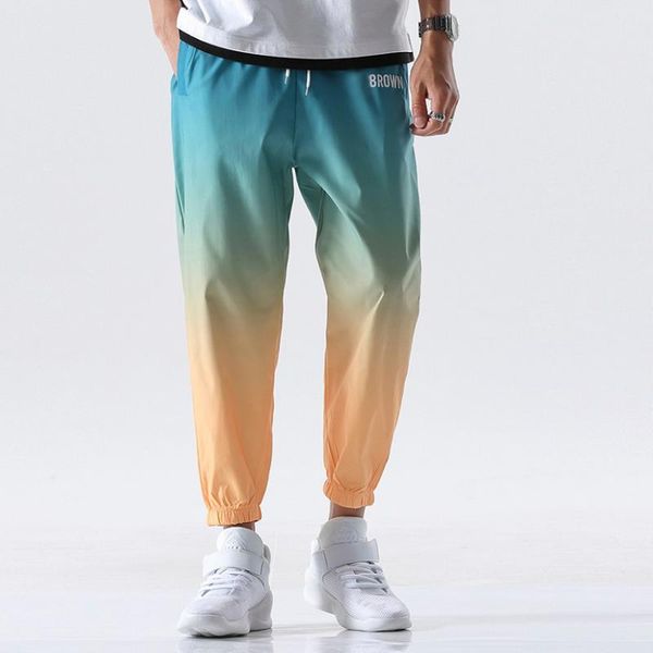 men's pants refreshing casual gradient color ice silk hip-hop loose stretch waist trousers summer fashion streetwear 2021, Black
men's pants refreshing casual gradient color ice silk hip-hop loose stretch waist trousers summer fashion streetwear 2021, Black