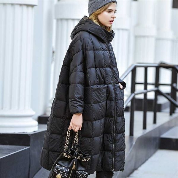 women winter down jacket 90% white duck coat hooded long female parkas ladies loose filled feather snow outwear 211011, Black
women winter down jacket 90% white duck coat hooded long female parkas ladies loose filled feather snow outwear 211011, Black