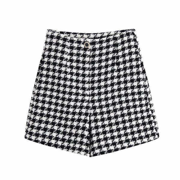 women's shorts slmd vintage chic button houndstooth tweed women 2021 fashion high waist, White;black
women's shorts slmd vintage chic button houndstooth tweed women 2021 fashion high waist, White;black
