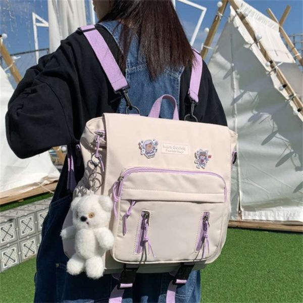 dcimor lovely multifunctional backpack teenage girl portable travel bag female small schoolbag insert buckle women backpacks 210928