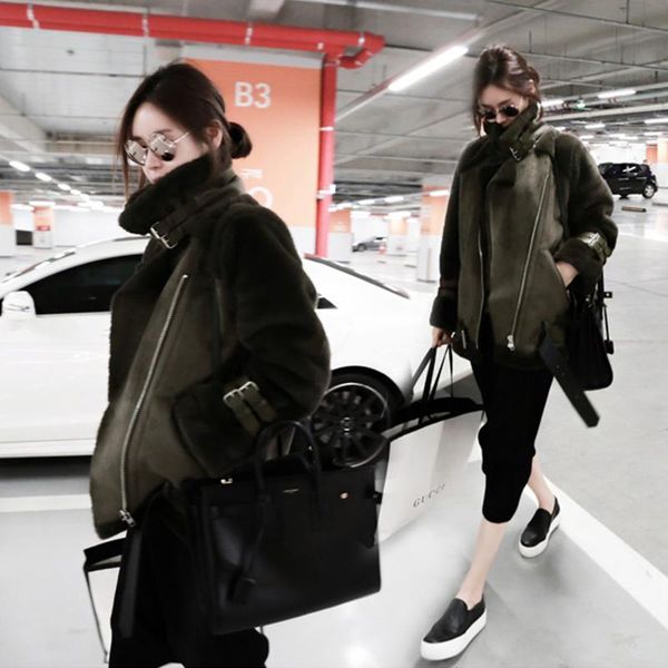women's fur & faux women 2021 autumn winter leather jacket female turn down collar thick warm coat lady casual lamb jackets d369, Black
women's fur & faux women 2021 autumn winter leather jacket female turn down collar thick warm coat lady casual lamb jackets d369, Black