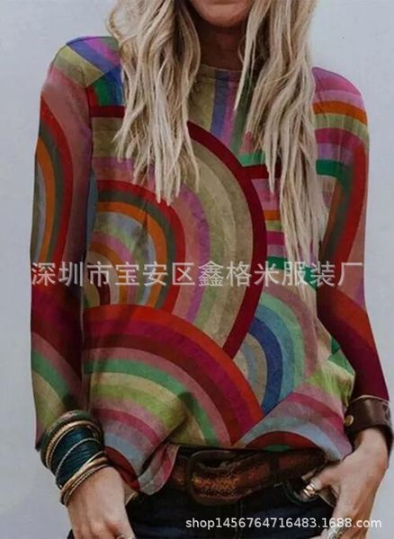 women's tees t-shirt 2021 spring loose round neck long sleeve t-shirt printed women's top, White
women's tees t-shirt 2021 spring loose round neck long sleeve t-shirt printed women's top, White