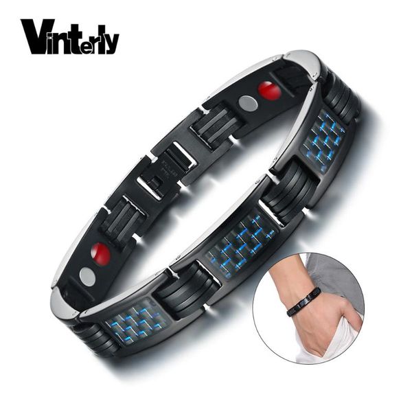 link, chain vinterly black health bracelet men stainless steel blue carbon fiber magnetic male energy for
link, chain vinterly black health bracelet men stainless steel blue carbon fiber magnetic male energy for