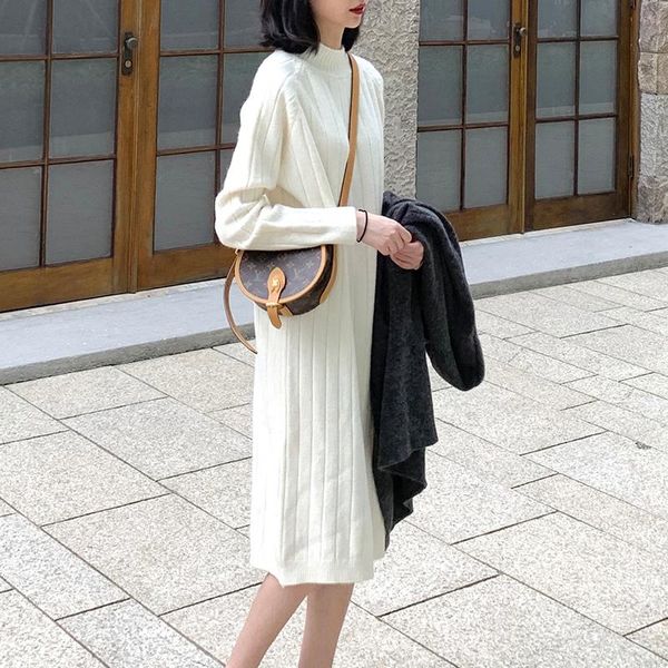 casual dresses vintage women sweater dress half high collar solid long sleeve slim was thin mid-calf vestidos 2021 winter clothes, Black;gray
casual dresses vintage women sweater dress half high collar solid long sleeve slim was thin mid-calf vestidos 2021 winter clothes, Black;gray