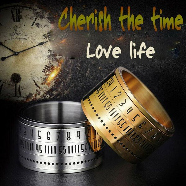 cluster rings retro wide rotatable number time titanium steel band ring jewelry novel mechanical arabic calendar clock finger men women, Golden;silver
cluster rings retro wide rotatable number time titanium steel band ring jewelry novel mechanical arabic calendar clock finger men women, Golden;silver