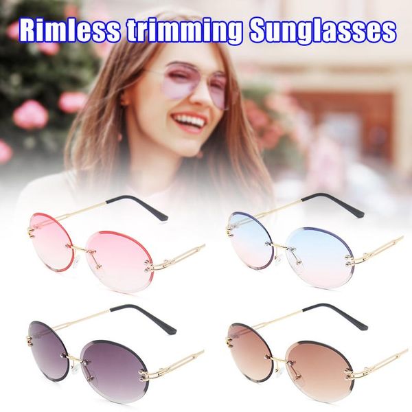 sunglasses stylish oval frameless vintage gradient sun glasses for women men tc21, White;black
sunglasses stylish oval frameless vintage gradient sun glasses for women men tc21, White;black