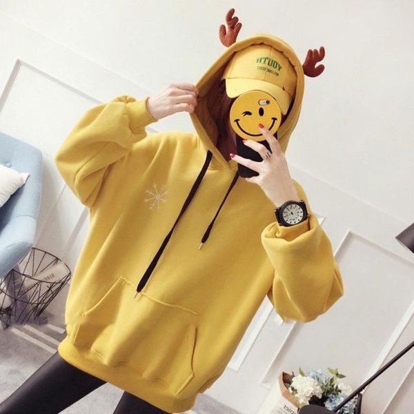 women's hoodies & sweatshirts oversized clothes sweatshirt with pocket antlers women korean style hoodie poleron mujer 2021 snowflake, Black
women's hoodies & sweatshirts oversized clothes sweatshirt with pocket antlers women korean style hoodie poleron mujer 2021 snowflake, Black
