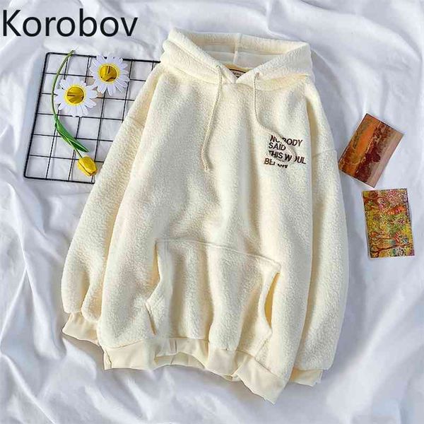 korobov wool sweatshirts autumn winter new loose letter embroidery thickened warm hoodies korean vintage hooded 210430, Black
korobov wool sweatshirts autumn winter new loose letter embroidery thickened warm hoodies korean vintage hooded 210430, Black