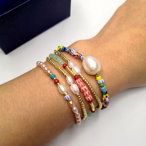 beaded, strands moloye 2021 baroque pearl mix and stack bracelet, glass beaded set simple accessory with temperament, Black
beaded, strands moloye 2021 baroque pearl mix and stack bracelet, glass beaded set simple accessory with temperament, Black