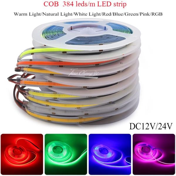 strips 5m dc12v 24v cob fob 384leds/m led flexible strip red green blue white lighting tape for decor rgb
strips 5m dc12v 24v cob fob 384leds/m led flexible strip red green blue white lighting tape for decor rgb